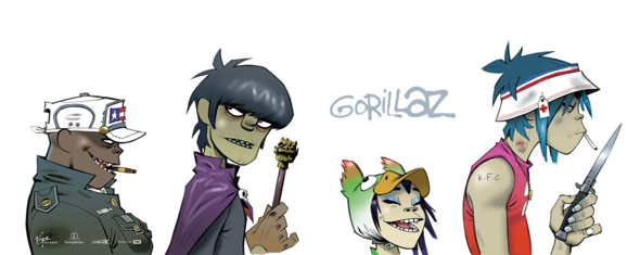 gorillaz on white